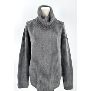 Fjallraven Womens Gray Ovis 100% Wool Sweater Funnel Turtle Neck Knit Large